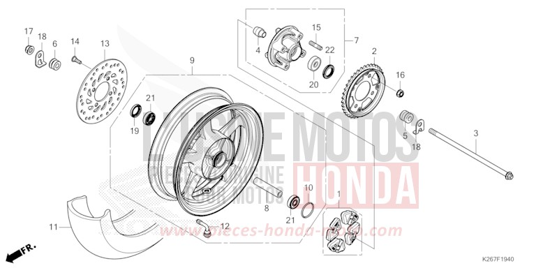 ROUE ARRIERE de MSX GROM A MAT DIM GRAY METALLIC (NHC34) de 2023